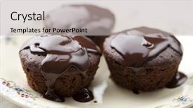  Presentation with muffin - Colorful presentation enhanced with spongecake or muffin with chocolate backdrop and a light gray colored foreground