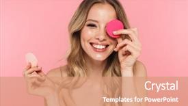  Presentation with makeup - Colorful PPT theme enhanced with sponges - beauty portrait of a lovely backdrop and a coral colored foreground