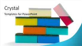  Presentation with sponges - Audience pleasing presentation consisting of sponges stacked against white background backdrop and a white colored foreground