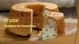  Presentation with cake - Beautiful slide deck featuring spongy - baked cake backdrop and a tawny brown colored foreground