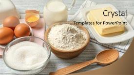  Presentation with dark vintage wood table texture - Amazing PPT theme having spongy - ingredients for butter cake backdrop and a lemonade colored foreground