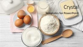  Presentation with old wooden table food - PPT theme having spongy - ingredients for butter cake background and a lemonade colored foreground