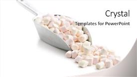  Presentation with metal - PPT theme consisting of spongy - mini marshmallows in metal scoop background and a white colored foreground