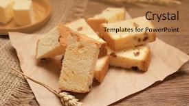  Presentation with butter - Theme with spongy - paper with delicious butter cake background and a gold colored foreground