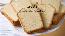  Presentation with slice of decorated cake - Presentation theme having spongy - plate with delicious sliced butter background and a coral colored foreground