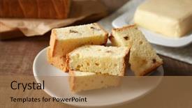  Presentation with butter - Audience pleasing theme consisting of spongy - plate with delicious sliced butter backdrop and a coral colored foreground