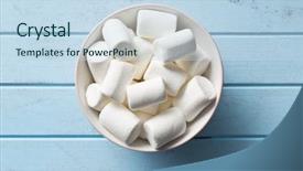  Presentation with bowl - Colorful presentation enhanced with spongy - white marshmallows in bowl backdrop and a sky blue colored foreground