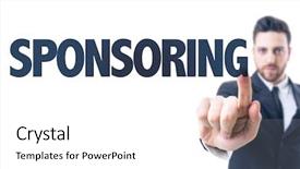  Presentation with sponsoring - Amazing PPT layouts having customer relations management - business man pointing the text backdrop and a white colored foreground