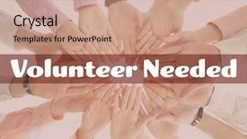  Presentation with volunteer - Slides enhanced with text volunteer needed and people background and a coral colored foreground