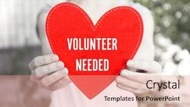  Presentation with heart - Beautiful theme featuring heart with text volunteer needed backdrop and a coral colored foreground