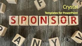  Presentation with sponsor - Slide set having public relantions events - wooden blocks with the text background and a tawny brown colored foreground