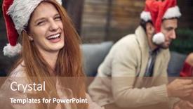  Presentation with female - Cool new presentation theme with spontaneous-portrait-of-young-caucasian backdrop and a coral colored foreground