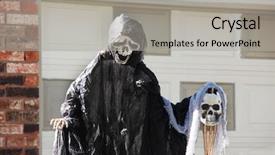  Presentation with black death - Presentation design enhanced with spook house - death in a black hood background and a light gray colored foreground