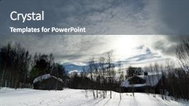  Presentation with winter scene - Cool new PPT layouts with spook house - winter night cabin scene backdrop and a  colored foreground