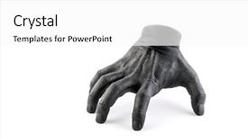  Presentation with creepy - PPT theme featuring spooked - creepy walking hand isolated background and a white colored foreground