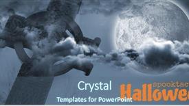  Presentation with celtic cross - Colorful theme enhanced with spooktacular halloween text against celtic backdrop and a ocean colored foreground