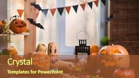 Presentation with happy holiday - Beautiful PPT theme featuring spooky - happy halloween background front backdrop and a tawny brown colored foreground