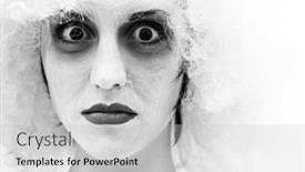  Presentation with spooky - Presentation consisting of spooky-female-clown-in-heavy background and a light gray colored foreground