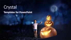  Presentation with media image - Slide set consisting of spooky-halloween-image-mixed-media background and a navy blue colored foreground