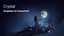  Presentation with media image - Audience pleasing slide set consisting of spooky-halloween-image-mixed-media backdrop and a wine colored foreground