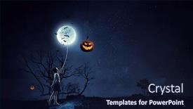  Presentation with spooky - Beautiful slide deck featuring spooky-halloween-image-mixed-media backdrop and a navy blue colored foreground