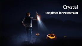  Presentation with spooky - Presentation theme consisting of spooky-halloween-image-mixed-media background and a black colored foreground