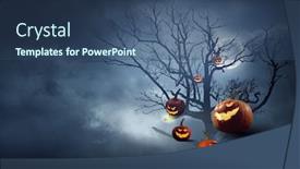  Presentation with media image - Presentation featuring spooky-halloween-image-mixed-media background and a ocean colored foreground