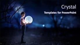  Presentation with spooky - PPT theme with spooky-halloween-image-mixed-media background and a navy blue colored foreground