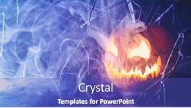  Presentation with scary halloween - Cool new slide deck with spooky-halloween-jack-o-lantern backdrop and a cobalt blue colored foreground