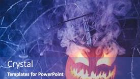  Presentation with spooky - PPT theme enhanced with spooky-halloween-jack-o-lantern background and a ocean colored foreground
