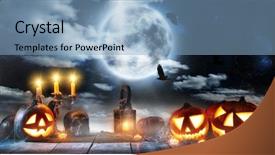  Presentation with scary halloween - Presentation theme having spooky halloween pumpkin placed background and a light blue colored foreground