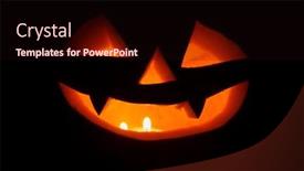  Presentation with spooky - Slide deck featuring spooky halloween pumpkins jack-o-lantern closeup shot background and a wine colored foreground