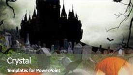  Presentation with spooky - Amazing presentation theme having spooky halloween pumpkins with castle silhouette on background backdrop and a tawny brown colored foreground