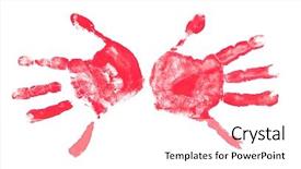  Presentation with hand print - Theme consisting of spooky hands print over white background and a white colored foreground