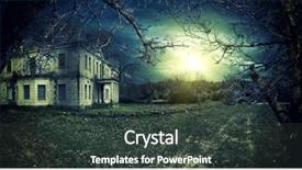  Presentation with spooky - Slide set enhanced with spooky haunted house at dusk background and a dark gray colored foreground