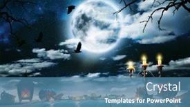  Presentation with spooky - Slides enhanced with spooky horror halloween background with empty wooden planks ideal for product placement background and a teal colored foreground