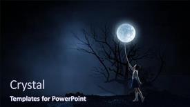 Presentation with spooky - Colorful PPT theme enhanced with spooky-night-image-mixed-media backdrop and a navy blue colored foreground