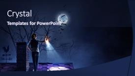  Presentation with media image - Slide set consisting of spooky-night-image-mixed-media background and a navy blue colored foreground