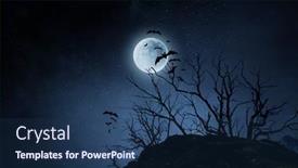  Presentation with media image - Beautiful presentation design featuring spooky-night-image-mixed-media backdrop and a ocean colored foreground