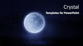  Presentation with spooky - Presentation theme enhanced with spooky-night-image-mixed-media background and a navy blue colored foreground