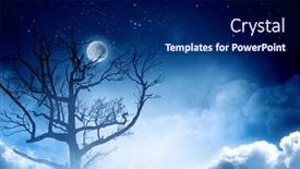  Presentation with spooky - PPT theme consisting of spooky-night-image-mixed-media background and a navy blue colored foreground