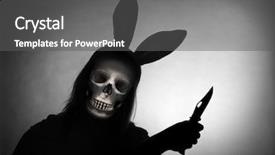  Presentation with spooky - Amazing PPT theme having spooky robber or grim reaper backdrop and a dark gray colored foreground
