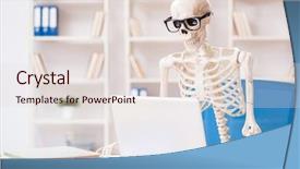  Presentation with skeleton - Slide deck featuring skeleton businessman working in the office background and a lemonade colored foreground