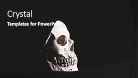  Presentation with spooky - Slide deck having spooky-skull-for-halloween-horror background and a black colored foreground