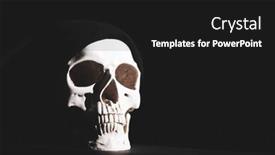  Presentation with spooky - Presentation design with spooky-skull-for-halloween-horror background and a dark gray colored foreground