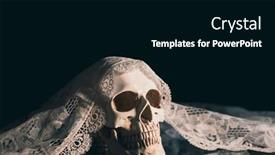  Presentation with spooky - PPT theme featuring spooky-skull-with-bride-veil background and a black colored foreground