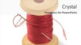  Presentation with needle - Colorful PPT layouts enhanced with spool of thread and needle isolated on white background backdrop and a white colored foreground