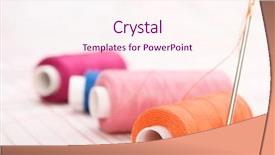  Presentation with sew - Audience pleasing PPT theme consisting of spool of thread and needle backdrop and a  colored foreground