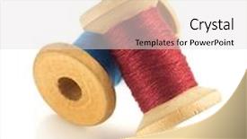  Presentation with thread - Presentation theme featuring spool of thread isolated on white background background and a light gray colored foreground