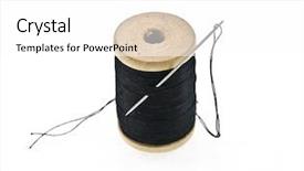  Presentation with needle - Presentation enhanced with spool of thread with a needle in it background and a white colored foreground